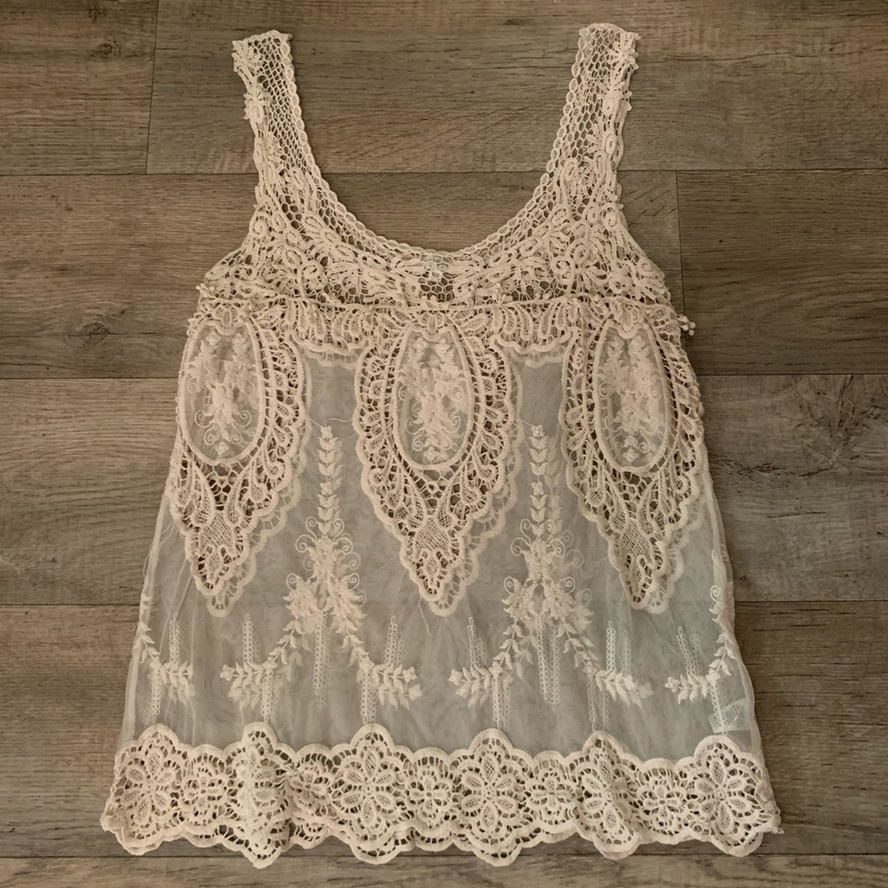 Lace Overlay Tank Top